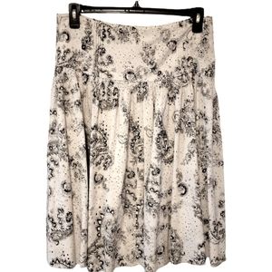 Calvin Klein White Skirt Black Floral Print 10